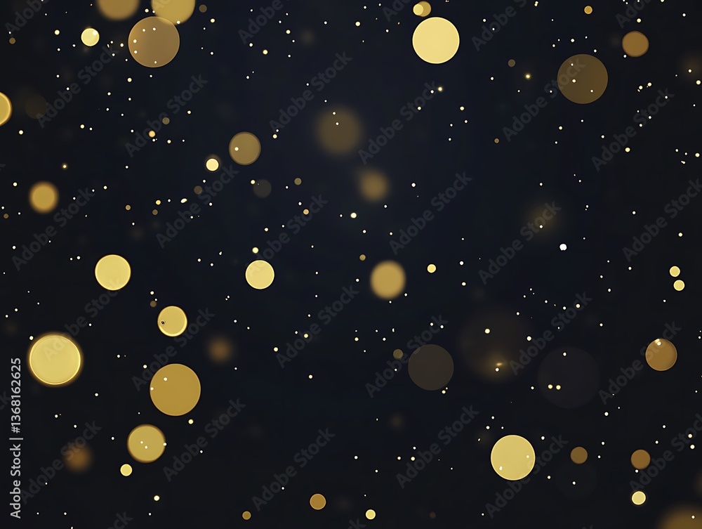 Poster glowing golden bokeh circles and points scattered across a dark backdrop