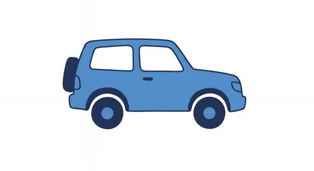 Fototapeta premium Blue Suv Car Isolated on White Background Simple Illustration Design