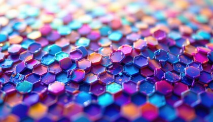 Dynamic Color Mesh Create a vibrant mesh with pulsing hexagons in a variety of colors&acirc;&euro;&rdquo;blues, purples, and pinks&acirc;&euro;&rdquo;that change intensity, resembling a rhythmic sound wave.