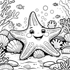 Whether used for children’s activities, homeschooling, marine education, or ocean-themed coloring books, this whimsical sea creature illustration brings joy and relaxation.