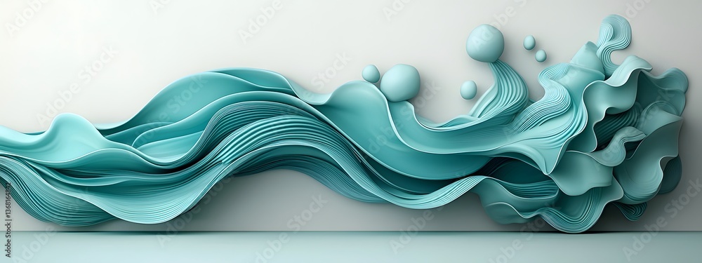 Poster captivating rippling azure digital waves cascading across a monochromatic canvas symbolizing the eve