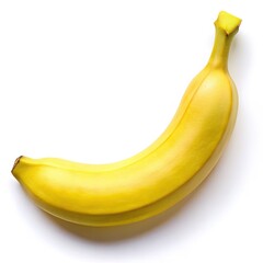 A Single Ripe Yellow Banana Isolated on White Background Perfect for Healthy Eating and Tropical Fruit Recipes