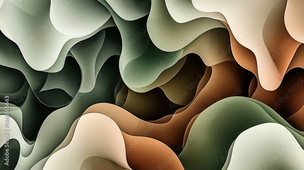 Poster assorted bunch of different colored shapes layered in a rhythmic arrangement creating a dynamic and 