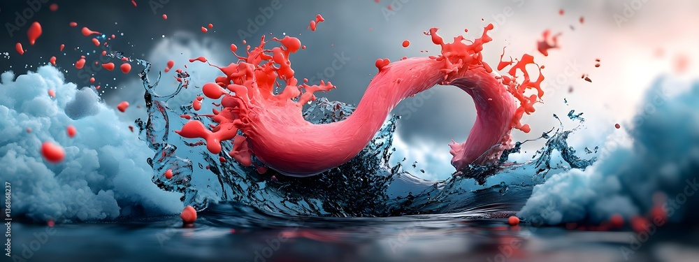 Poster dazzling cobalt digital tendrils undulating and flowing across a shadowy high contrast environment e