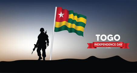 Togo Independence Day 27 April Soldier with flag vector poster