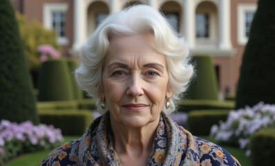 Elderly woman with silver hair