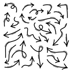 Hand drawn Arrows icons Set. arrow icon with various directions.