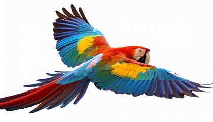 Obraz premium colorful parrot soaring through the air cut out stock