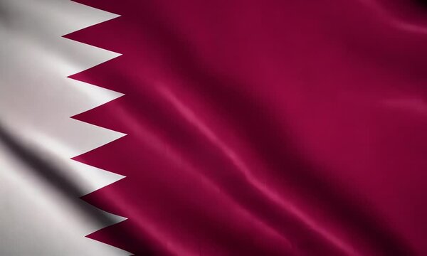 Realistic Flag of Qatar Waving Texture Background