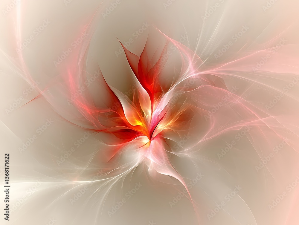 Poster abstract flower rendering displaying vibrant colors on a soft background