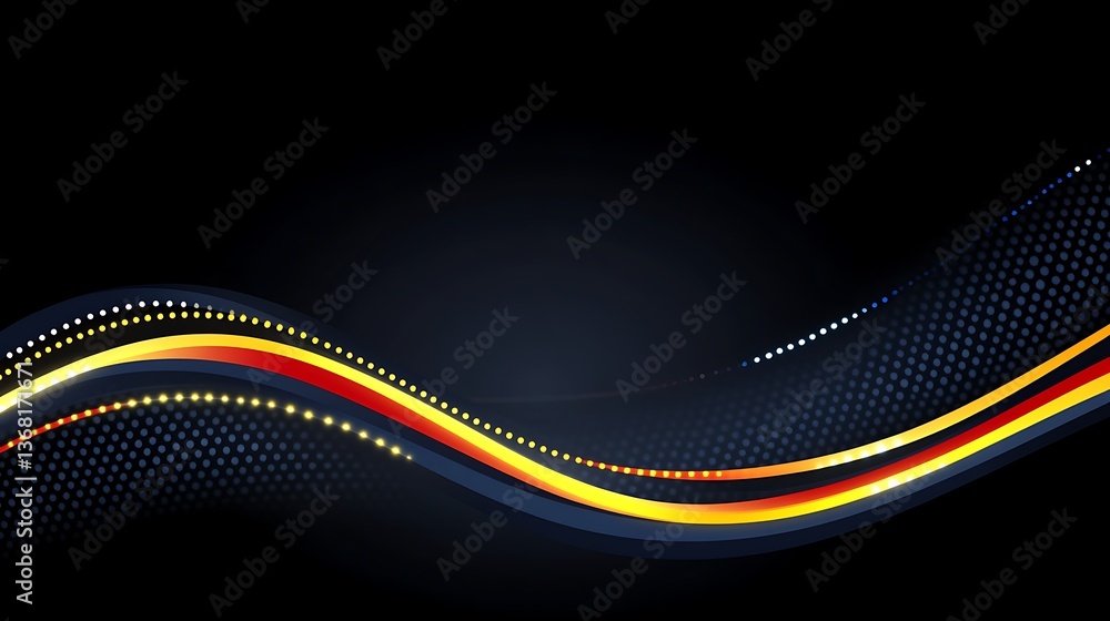 Aufkleber abstract design with flowing colorful lines and a black background
