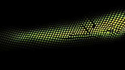 A curved wave comprised of green and yellow circular dots