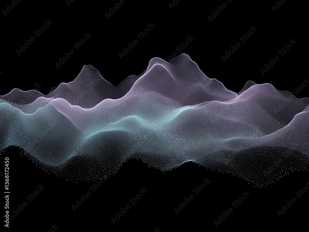 Poster abstract visualization depicting wave forms with a darkened background