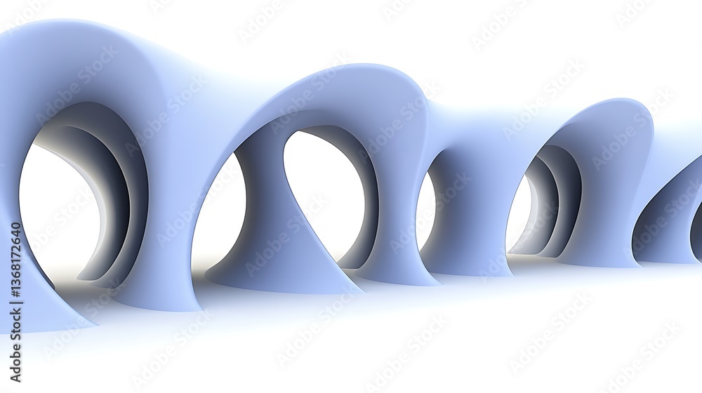 Poster abstract rendered structure of repeating arches in a futuristic design