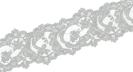 An Exquisitely Detailed Icy Silver Lace Ribbon That Mimics Delicate Lacework