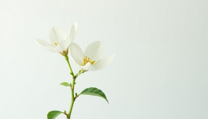 Single, delicate sapling against pure white backdrop , nature, botany