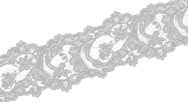 An Exquisitely Detailed Icy Silver Lace Ribbon That Mimics Delicate Lacework