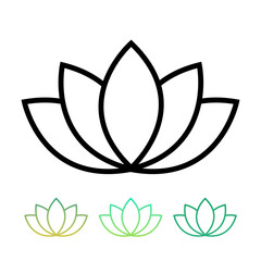 Lotus flower symbol / icon in line and green gradient