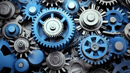 Mechanical gears in close-up industrial setting photograph abstract design top-down view engineering concepts