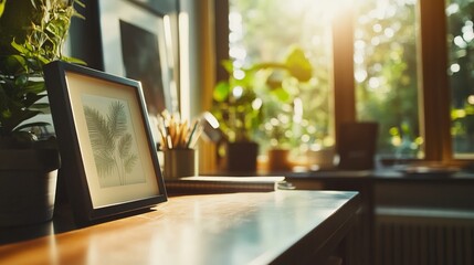 Modern graphic design studio corner showcasing clean, minimalist aesthetics and creative workspace design.