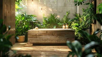 wooden bench in the garden