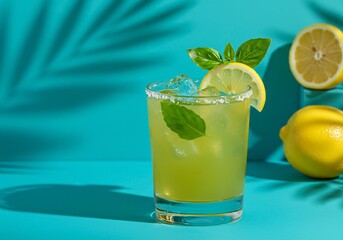 Fototapeta premium Refreshing Green Drink Bright Summer Light. AI Generated
