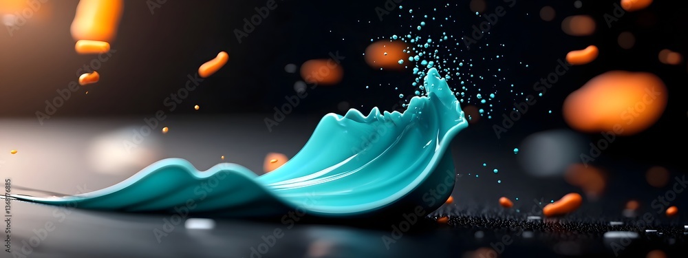 Poster luminous cobalt digital swells cascading over a dark and light toned backdrop