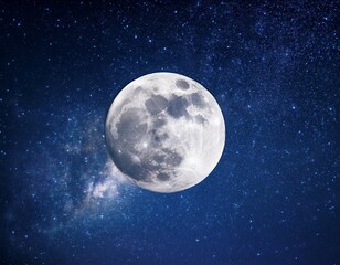 Fototapeta premium bright full moon in a clear night sky with stars beauty astronomy