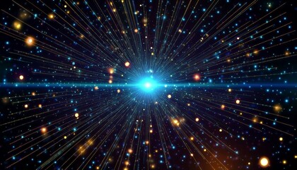 Fototapeta premium abstract motion of glowing particles in cosmic space suitable for text overlay and creative backgrounds