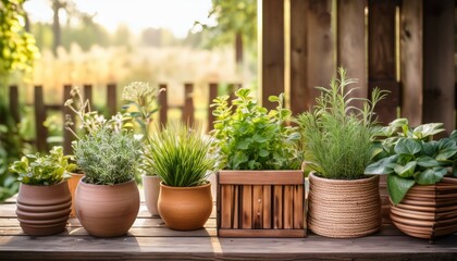Fototapeta premium rustic farmhouse planter pot wood background home decor country style natural wood grain potted plant farmhouse decor gardening spring decor wooden planter