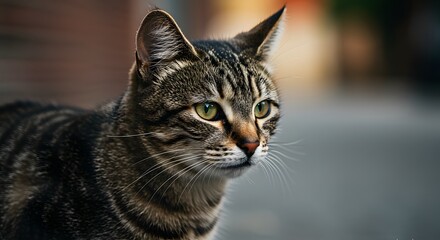 Fototapeta premium Portrait of a cat on the street.