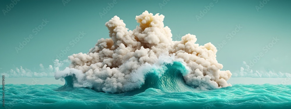 Poster mesmerizing azure digital tides effortlessly cascading and churning over a minimalist monochromatic 
