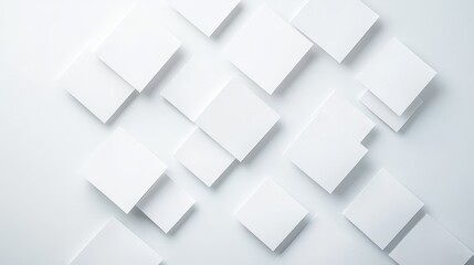 Abstract Arrangement of Blank White Paper Sheets on Light Background