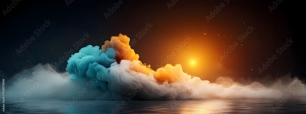 Poster mesmerizing azure energy streams flowing across a dark and white futuristic backdrop cascading biolu