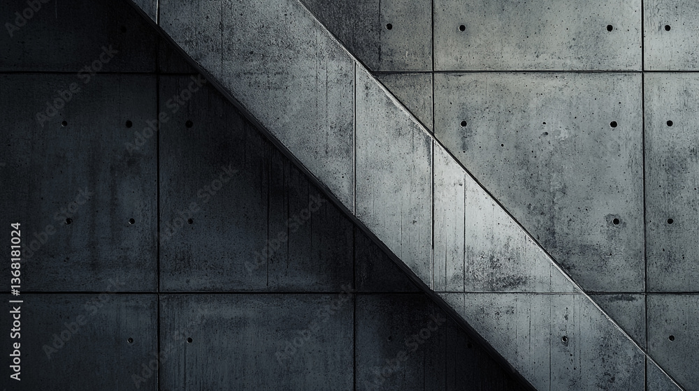 Poster a close up of a concrete wall with a diagonal beam casting a shadow across the surface texture
