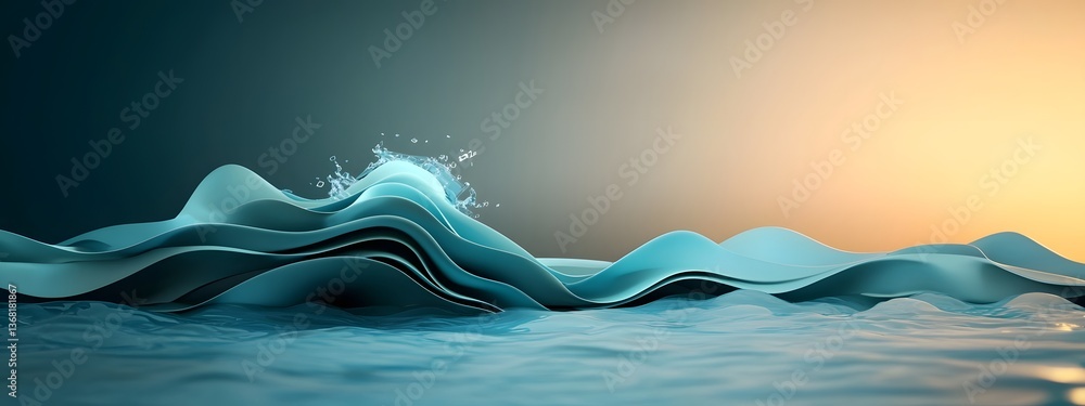 Aufkleber mesmerizing ripples of electric blue data streams surging through a stark monochrome digital environ