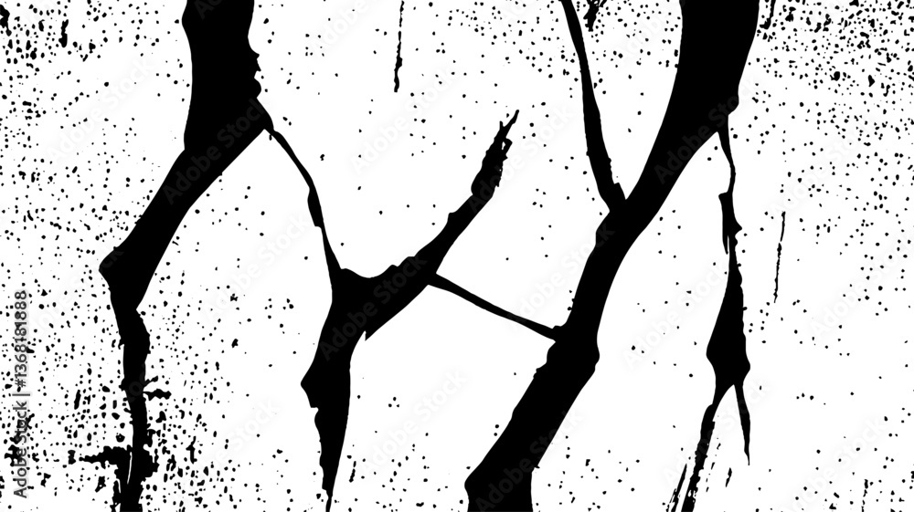 Poster Grunge Paint Crack Texture On White Wall Vector Background Design With Scratches.
