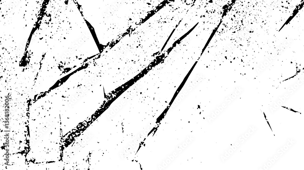 Aufkleber white grunge wall texture vector background with paint cracks and scratches abstract design