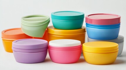 Plastic bottles of body care and beauty products.