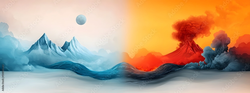 Poster minimalist abstract banner design featuring vivid clashing tones and a dynamic contrast between an i