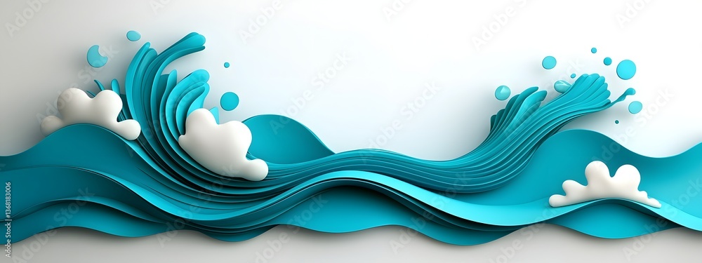 Poster pulsating cerulean digital tides surging across a minimalist backdrop of shadowy depths and brillian