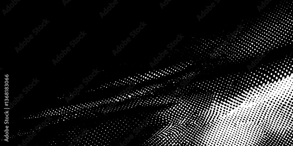 Poster retro halftone dot pattern with comic book grain and raster effects.