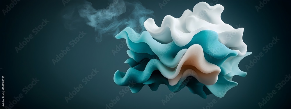Poster pulsating digital waves of azure and indigo over stark monochrome backdrop representing the relentle