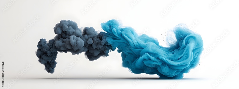 Poster pulsating digital waves of deep azure and indigo undulating over a stark black and white backdrop re