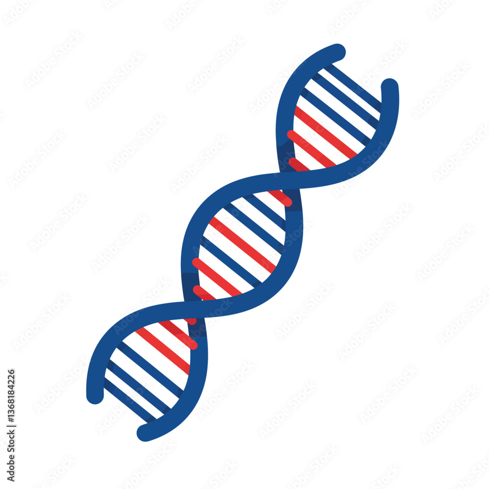 Poster dna double helix design in flat style with bold colors and clean lines vector art