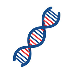 DNA double helix design in flat style with bold colors and clean lines vector art