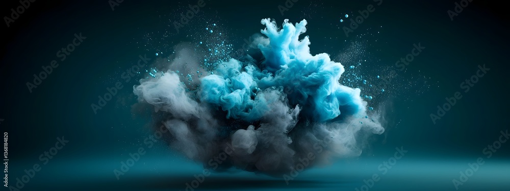Poster radiant cerulean digital captivating kinetic installation featuring procedural fractal structures an