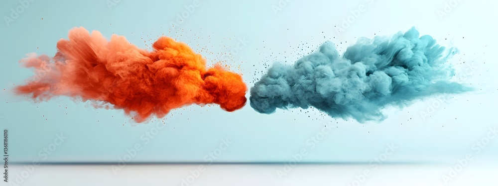 Aufkleber serene blue tones contrasted with fiery red in a gradient abstract design visually representing the 