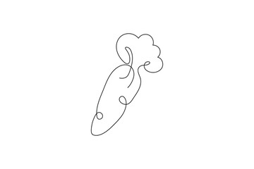 Carrot single line art and drawing of Isolated outline vector icon
