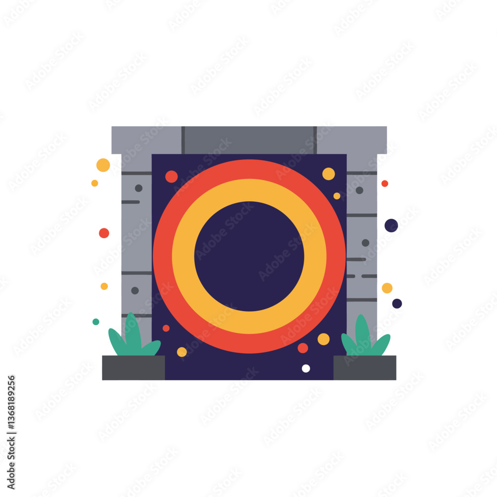 Poster colorful circular target design in flat style with decorative elements vector art